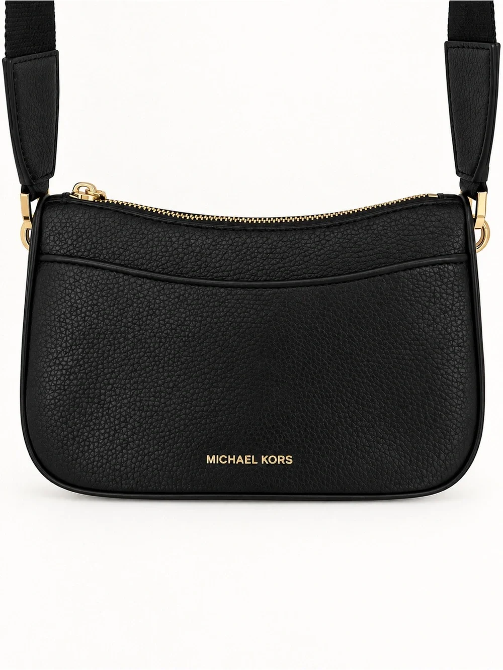 Michael Kors Black Pebbled Leather Crossbody with Gold Hardware